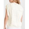 imageEVALESS Womens Short Sleeve Sweater Summer Fall 2025 Round Neck Crochet Pullover Cap Sleeve Knit Oversized Sweater Vest TopsWhite
