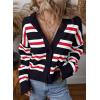 imageEVALESS Womens Striped Cardigan Sweaters Trendy Lightweight Chunky Knit Cropped Sweaters Outfits Outerwear CoatsBlack