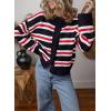 imageEVALESS Womens Striped Cardigan Sweaters Trendy Lightweight Chunky Knit Cropped Sweaters Outfits Outerwear CoatsBlack