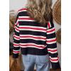 imageEVALESS Womens Striped Cardigan Sweaters Trendy Lightweight Chunky Knit Cropped Sweaters Outfits Outerwear CoatsBlack
