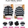 imageEVALESS Womens Striped Cardigan Sweaters Trendy Lightweight Chunky Knit Cropped Sweaters Outfits Outerwear CoatsBlack Stripe
