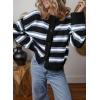 imageEVALESS Womens Striped Cardigan Sweaters Trendy Lightweight Chunky Knit Cropped Sweaters Outfits Outerwear CoatsBlack Stripe