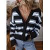 imageEVALESS Womens Striped Cardigan Sweaters Trendy Lightweight Chunky Knit Cropped Sweaters Outfits Outerwear CoatsBlack Stripe
