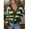 imageEVALESS Womens Striped Cardigan Sweaters Trendy Lightweight Chunky Knit Cropped Sweaters Outfits Outerwear CoatsGreen Stripe