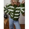 imageEVALESS Womens Striped Cardigan Sweaters Trendy Lightweight Chunky Knit Cropped Sweaters Outfits Outerwear CoatsGreen Stripe