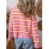 imageEVALESS Womens Striped Cardigan Sweaters Trendy Lightweight Chunky Knit Cropped Sweaters Outfits Outerwear CoatsPink Stripe