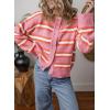 imageEVALESS Womens Striped Cardigan Sweaters Trendy Lightweight Chunky Knit Cropped Sweaters Outfits Outerwear CoatsPink Stripe