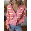 imageEVALESS Womens Striped Cardigan Sweaters Trendy Lightweight Chunky Knit Cropped Sweaters Outfits Outerwear CoatsPink Stripe