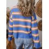 imageEVALESS Womens Striped Cardigan Sweaters Trendy Lightweight Chunky Knit Cropped Sweaters Outfits Outerwear CoatsSky Blue Stripe
