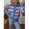 imageEVALESS Womens Striped Cardigan Sweaters Trendy Lightweight Chunky Knit Cropped Sweaters Outfits Outerwear CoatsSky Blue Stripe
