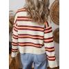 imageEVALESS Womens Striped Cardigan Sweaters Trendy Lightweight Chunky Knit Cropped Sweaters Outfits Outerwear CoatsWhite Stripe