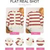 imageEVALESS Womens Striped Cardigan Sweaters Trendy Lightweight Chunky Knit Cropped Sweaters Outfits Outerwear CoatsWhite Stripe