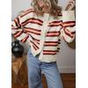 imageEVALESS Womens Striped Cardigan Sweaters Trendy Lightweight Chunky Knit Cropped Sweaters Outfits Outerwear CoatsWhite Stripe