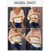 imageEVALESS Womens Striped Knit Oversized Cropped V Neck Sweater Pullover Casual Loose Long Sleeve Color Block Tops