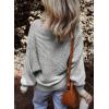 imageEVALESS Womens Striped Sweaters Fall Outfits Tops for Women Trendy 2025 Business Casaul Work Clothes Oversized Crewneck Off Shoulder Grey Sweaters Long Sleeve Sweatshirts Winter Crochet Tops Medium