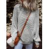 imageEVALESS Womens Striped Sweaters Fall Outfits Tops for Women Trendy 2025 Business Casaul Work Clothes Oversized Crewneck Off Shoulder Grey Sweaters Long Sleeve Sweatshirts Winter Crochet Tops Medium