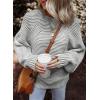 imageEVALESS Womens Striped Sweaters Fall Outfits Tops for Women Trendy 2025 Business Casaul Work Clothes Oversized Crewneck Off Shoulder Grey Sweaters Long Sleeve Sweatshirts Winter Crochet Tops Medium