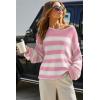 imageEVALESS Womens Sweater 2024 Fall Winter Crewneck Long Sleeve Color Block Striped Sweaters Casual Knit Pullover Jumper Tops