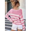 imageEVALESS Womens Sweater 2024 Fall Winter Crewneck Long Sleeve Color Block Striped Sweaters Casual Knit Pullover Jumper Tops