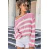 imageEVALESS Womens Sweater 2024 Fall Winter Crewneck Long Sleeve Color Block Striped Sweaters Casual Knit Pullover Jumper Tops