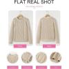 imageEVALESS Womens Sweaters Casual Crewneck Long Sleeve Cable Knit Chunky Lightweight Oversized Sweater Pullover OutfitsApricot