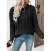 imageEVALESS Womens Sweaters Casual Crewneck Long Sleeve Cable Knit Chunky Lightweight Oversized Sweater Pullover OutfitsBlack