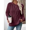 imageEVALESS Womens Sweaters Casual Crewneck Long Sleeve Cable Knit Chunky Lightweight Oversized Sweater Pullover OutfitsBurgundy