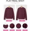 imageEVALESS Womens Sweaters Casual Crewneck Long Sleeve Cable Knit Chunky Lightweight Oversized Sweater Pullover OutfitsBurgundy