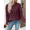 imageEVALESS Womens Sweaters Casual Crewneck Long Sleeve Cable Knit Chunky Lightweight Oversized Sweater Pullover OutfitsBurgundy