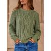 imageEVALESS Womens Sweaters Casual Crewneck Long Sleeve Cable Knit Chunky Lightweight Oversized Sweater Pullover OutfitsVineyard Green