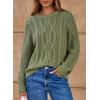 imageEVALESS Womens Sweaters Casual Crewneck Long Sleeve Cable Knit Chunky Lightweight Oversized Sweater Pullover OutfitsVineyard Green