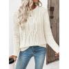 imageEVALESS Womens Sweaters Casual Crewneck Long Sleeve Cable Knit Chunky Lightweight Oversized Sweater Pullover OutfitsWhite