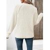 imageEVALESS Womens Sweaters Casual Crewneck Long Sleeve Cable Knit Chunky Lightweight Oversized Sweater Pullover OutfitsWhite