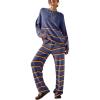 imageEVALESS 2 Piece Outfits for Women 2024 Striped Knit Sweater Sets Matching Loungewear SetDusty Blue