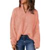 imageEVALESS Oversized Sweaters for Women Long Sleeve Knit Tops Quarter Zip Pullover Chunky Sweater Fall Clothes Business Casual Winter Outfits for Women Fashion 2024 Work Shirts Pink Sweaters XXLarge
