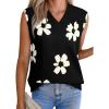 imageEVALESS Sweater Vest Women Fall Clothes Casual V Neck Cap Sleeve Knit Sweaters Floral Print Vest Tops School OutfitsBlack