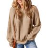imageEVALESS Sweaters for Women Fashion 2024 Crewneck Batwing Sleeve Oversized Side Slit Ribbed Knit Pullover Sweater TopsApricot