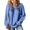 imageEVALESS Sweaters for Women Fashion 2024 Crewneck Batwing Sleeve Oversized Side Slit Ribbed Knit Pullover Sweater TopsSky Blue