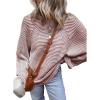 imageEVALESS Sweaters for Women Teacher Outfits Lightweight Oversized Striped Sweaters Fall Trendy 2025 Long Sleeve Chunky Knit Tops Dressy Casual Winter Clothes Off Shoulder Crew Neck Red Sweater Large
