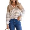 imageEVALESS Womens Fall Oversized Striped Sweaters Pullover Cable Knit V Neck Long Sleeve Color Block Casual Loose Tops Clothes