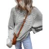 imageEVALESS Womens Striped Sweaters Fall Outfits Tops for Women Trendy 2025 Business Casaul Work Clothes Oversized Crewneck Off Shoulder Grey Sweaters Long Sleeve Sweatshirts Winter Crochet Tops Medium