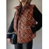 imageEVALESS Cropped Puffer Vest Women Lightweight Quilted Stand Collar Sleeveless Jackets Fall Winter 2025 Button Zip Up CoatPlaid Dark Brown