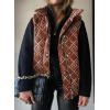 imageEVALESS Cropped Puffer Vest Women Lightweight Quilted Stand Collar Sleeveless Jackets Fall Winter 2025 Button Zip Up CoatPlaid Dark Brown