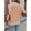 imageEVALESS Sweaters for Women Crewneck Long Sleeve Color Block Casual Knit Tops 2025 Fall Fashion Checkered Pullover SweaterTawny