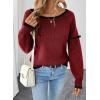 imageEVALESS Womens Sweaters Crewneck Ruffle Long Sleeve Off The Shoulder Sweater Color Block 2025 Trendy Fall Winter Knit TopsBurgundy