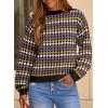 imageEVALESS Womens Sweaters Fall Fashion 2025 Long Sleeve Polka Dot Top Cowboy Chic Pullover Sweaters Colorblock OutfitsBlack