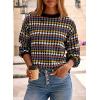 imageEVALESS Womens Sweaters Fall Fashion 2025 Long Sleeve Polka Dot Top Cowboy Chic Pullover Sweaters Colorblock OutfitsBlack
