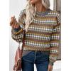 imageEVALESS Womens Sweaters Fall Fashion 2025 Long Sleeve Polka Dot Top Cowboy Chic Pullover Sweaters Colorblock OutfitsGray