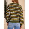 imageEVALESS Womens Sweaters Fall Fashion 2025 Long Sleeve Polka Dot Top Cowboy Chic Pullover Sweaters Colorblock OutfitsGreen