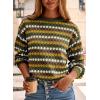 imageEVALESS Womens Sweaters Fall Fashion 2025 Long Sleeve Polka Dot Top Cowboy Chic Pullover Sweaters Colorblock OutfitsGreen